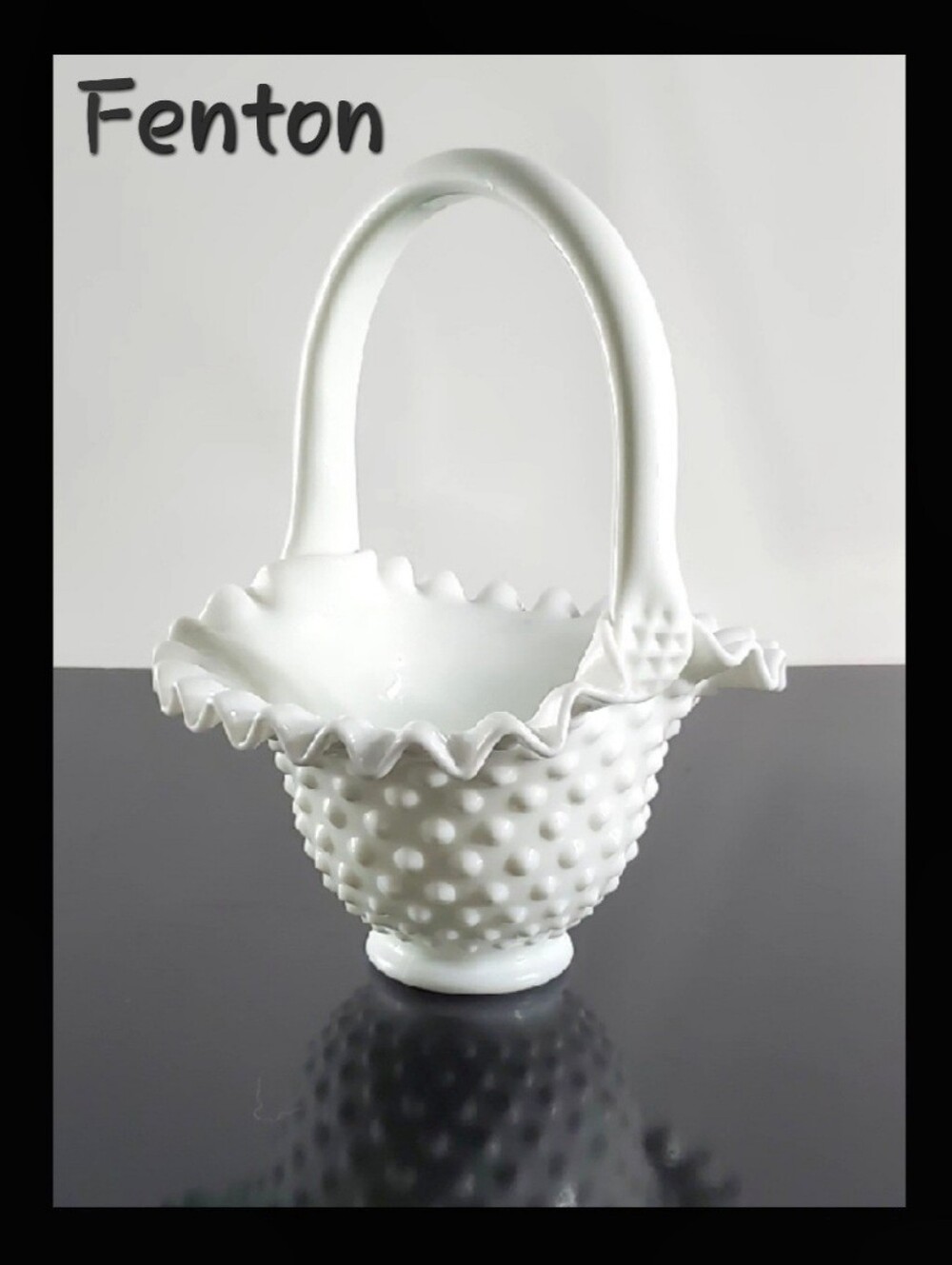 🤍Fenton Hobnail Ruffled Crimped Milk Glass 🤍 White Basket 🤍